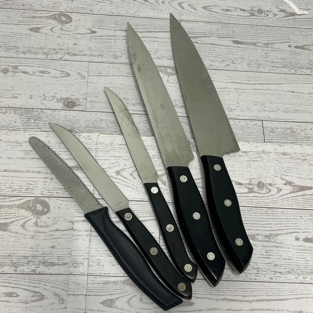 JA Henckels International German Stainless Steel Kitchen Knife Set 5 Piece Black